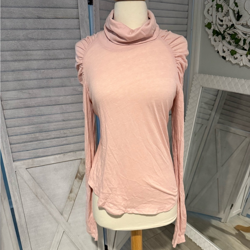 We The Free Pink Ruched Fitted Blouse
